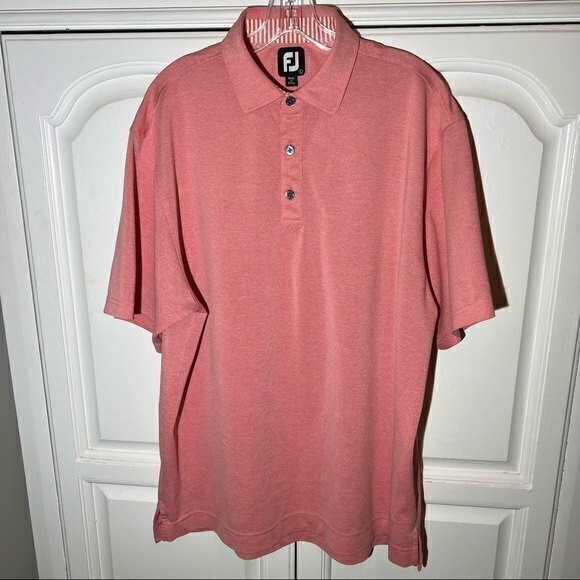 FootJoy Men’s Athletic Fit Solid PoloShirt SZ L, Salmon w/tiny unnoticeable mark - Picture 2 of 9